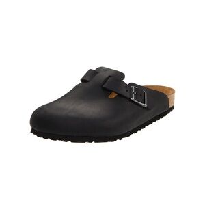 Black Oiled Leather Boston Birkenstock Clog